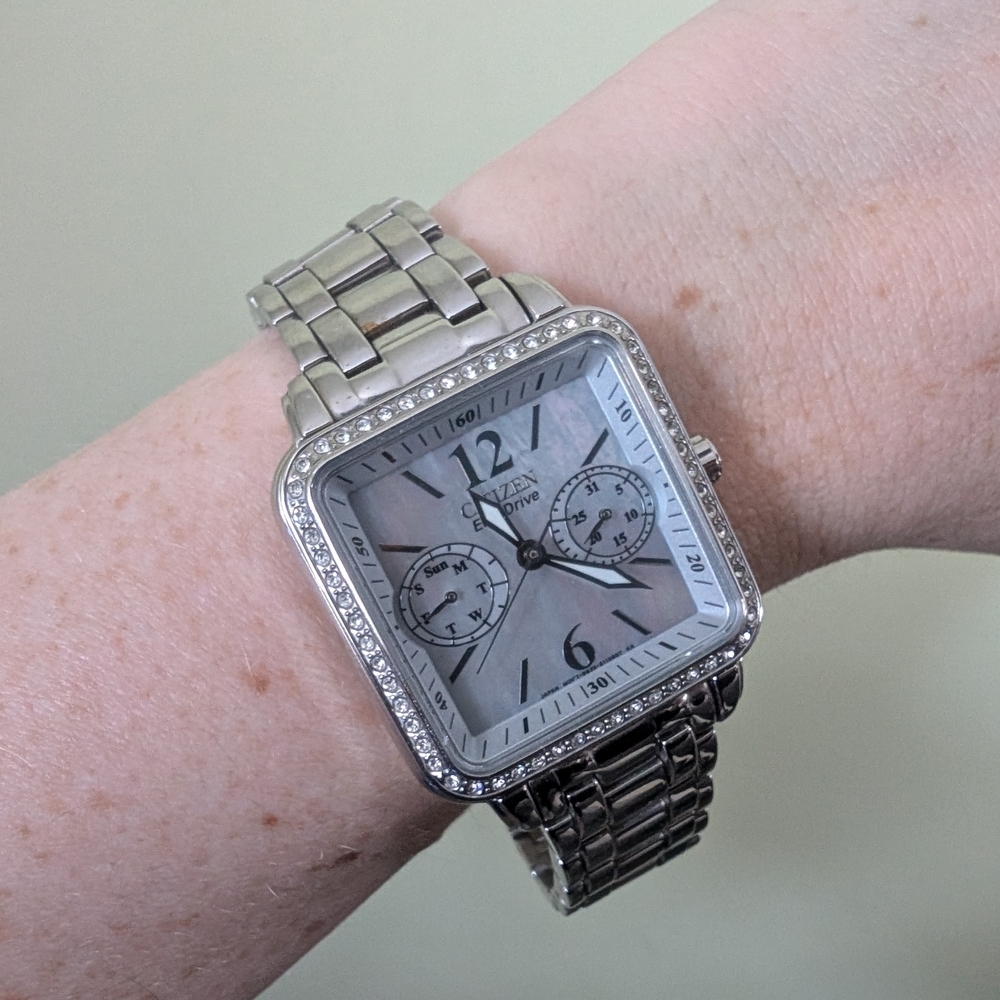 Citizen Mother Of Pearl Eco Drive Silver Square Watch - Picture 15 of 17